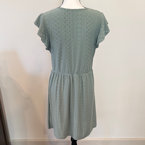 CUPSHE Sage Green Eyelet Mini Dress Size Large - Picture 8 of 14